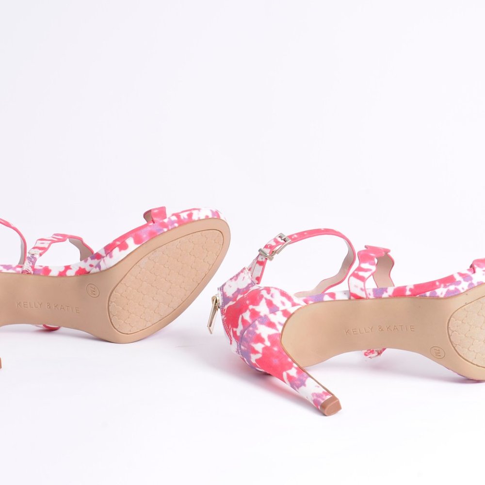 Kelly and Katie, Womens Pink Multi Strappy Zip Heels Shoes Size 7M - Picture 8 of 9